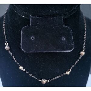 Delicate Bronze and Station Necklace with Genuine Gold Fill Beads 16.5"